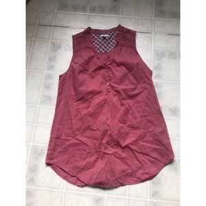 Anthropologie Odille Sleeveless Top Pink Button Front Cotton Womens Size 2